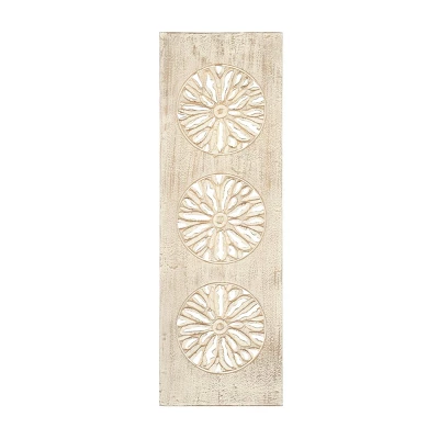 Wood Floral Handmade Carved Intricately Wall Decor - Olivia & May 6 Wood Floral Handmade Carved Intricately Wall Decor - Olivia & May - Image 4