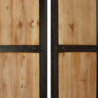 Farmhouse Carved Wood Panel Room Divider Screen Brown - Olivia & May 5 Farmhouse Carved Wood Panel Room Divider Screen Brown - Olivia & May - Image 3