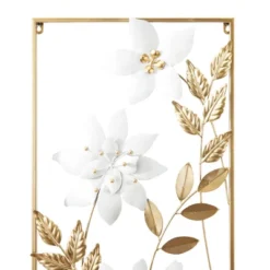 Set Of 2 Metal Floral Wall Decors With Gold Frame - Olivia & May -Olivia & May GUEST 01a51e56 e788 4011 a844 c30b851f2181