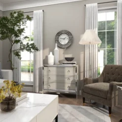 20"x20" Glass Mirrored Wall Clock With Floating Crystals White - Olivia & May: Silent, Round, Glam Style -Olivia & May GUEST 01e093f4 1d19 45ad a9b4 e83f442c7aa5