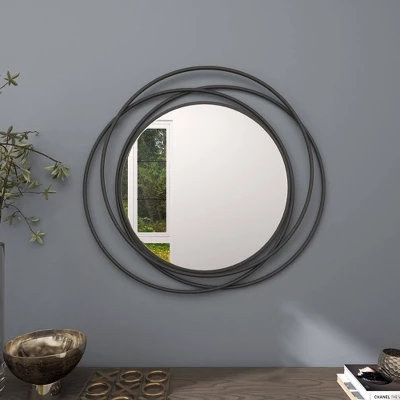 Metal Overlapping Circle Frame Wall Mirror- Olivia & May 8 Metal Overlapping Circle Frame Wall Mirror- Olivia & May - Image 6