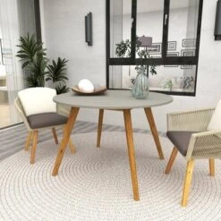 Small Round Concrete Outdoor End Table - Gray - Olivia & May -Olivia & May GUEST 0203eebf 08a3 4e50 9437 f9ab4a78c643