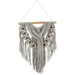 Cotton Macrame Intricately Weaved Wall Decor With Beaded Fringe Tassels - Olivia & May -Olivia & May GUEST 0365ad38 5372 4306 810e 3bd11ce4dcc5