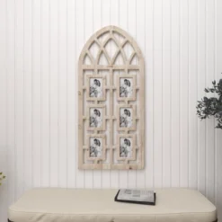 Wood 6 Slot Wall Photo Frame With Window Arch Shape Light Brown - Olivia & May -Olivia & May GUEST 03b9d715 6df4 4396 92db 101da80f42a0