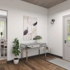 Glam Mirror And Wood Console Table Desk Silver - Olivia & May -Olivia & May GUEST 03dad193 18b5 4afe 9267 eb95ce9ac9ab