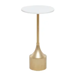 Contemporary Metal And Marble Pedestal Accent Table Gold - Olivia & May -Olivia & May GUEST 04350a34 5010 4cfa 9a2d eb9c8f82e980