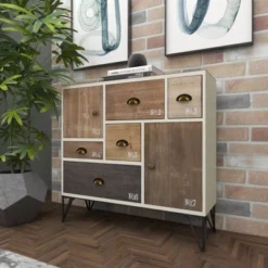 Wood And Metal 7 Drawer Buffet White/Black - Olivia & May -Olivia & May GUEST 05aef4a9 6962 4f29 92b0 3f8b4379f6e5