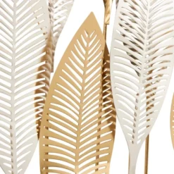 26"x26" Metal Leaf Metallic Wall Decor With Circular Frame And Silver Accents Gold - Olivia & May -Olivia & May GUEST 0622255d 91d9 4602 a9a3 93f518308544