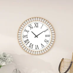 24"x24" Metal Wall Clock With Silent Mechanism, Roman Numerals - Olivia & May -Olivia & May GUEST 06840b86 71c1 43ad 8a32 990fb033fe81