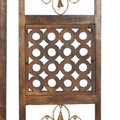 Wood Geometric Intricately Carved Wall Decor With Bells Set Of 3 Brown - Olivia & May -Olivia & May GUEST 06aeb405 f072 4742 9280 e34e706b54f0