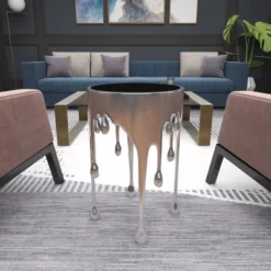 Contemporary Aluminum Melting Accent Table - Olivia & May -Olivia & May GUEST 076e4a5b 05b3 42ce a06f e1552e54c259