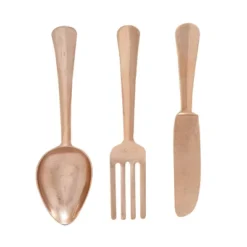 Set Of 3 Aluminum Utensils Knife Spoon And Fork Wall Decors Gold - Olivia & May -Olivia & May GUEST 07902046 db48 4d16 95a1 710567ccfc03