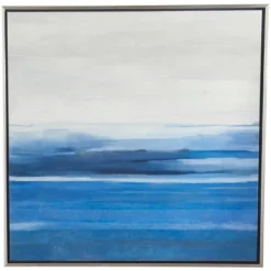 Canvas Landscape Abstract Ocean Inspired Framed Wall Art With Silver Frame Blue - Olivia & May -Olivia & May GUEST 0809b0bd 508b 4f17 88fe ba258f380e18