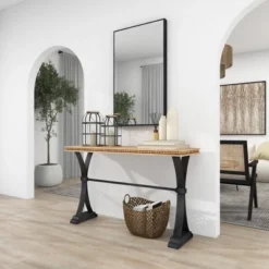 Industrial Wood Console Table Brown - Olivia & May -Olivia & May GUEST 084edca7 1b0b 406d 9d0f 3469a451cfa3