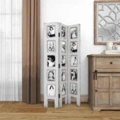 Farmhouse Chinquapin Wood Rectangle Room Divider Screen White - Olivia & May -Olivia & May GUEST 089a8ad6 f790 42c3 bcde a484fbe1e5b3