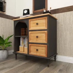 Farmhouse Wood Cabinet Black - Olivia & May -Olivia & May GUEST 089e6b7b 0dc7 447d abfd 19069fb23fc2