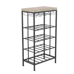 Industrial Metal Rectangle Wine Rack Black - Olivia & May -Olivia & May GUEST 08e5e769 8198 4696 ad9b 081b735b5234