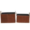 Set Of 2 Large Leather Storage Baskets Brown - Olivia & May -Olivia & May GUEST 08e7ef9b 0cef 4183 b650 c2301bb614b4