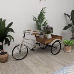 48" Wide Planter Rustic Iron Bicycle Inspired Flower Cart Brown - Olivia & May -Olivia & May GUEST 098acb65 9c18 454c 9e12 57aae4f47056