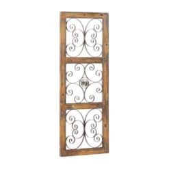 36" X 14" Wood Scroll Window Inspired Wall Decor With Metal Scrollwork Relief Brown - Olivia & May -Olivia & May GUEST 09b1672d 92c9 4bc9 83ee ba754bf20b92