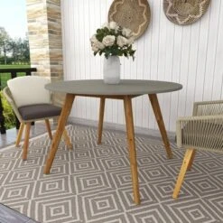 Small Round Concrete Outdoor End Table - Gray - Olivia & May -Olivia & May GUEST 0a567c74 95a4 4af0 bfb2 029beade2ec5