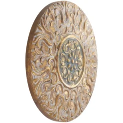 Metal Floral Wall Decor With Embossed Details Gold - Olivia & May -Olivia & May GUEST 0add1082 8904 44f6 9943 e64d5afd600c