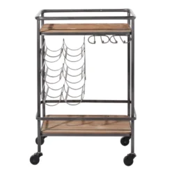 Metal And Wood 2 Tiered Wine Rack Chart Gray - Olivia & May -Olivia & May GUEST 0af7a7c0 8c7d 4f88 83bf 639e9e9f9ffb