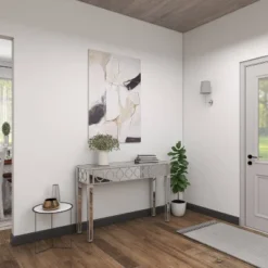 Glam Mirror And Wood Patterned Console Table Silver - Olivia & May -Olivia & May GUEST 0b3a2916 5a7d 4c09 b328 826524151157