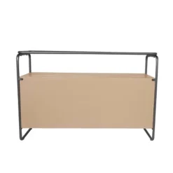 Olivia & May Wooden 3 Door Console Table With Cane Front Doors And Gray Metal Frame Brown: Entryway Furniture, No Assembly Required -Olivia & May GUEST 0b9c1c33 ed34 4799 bf2e 56b9560aef6b