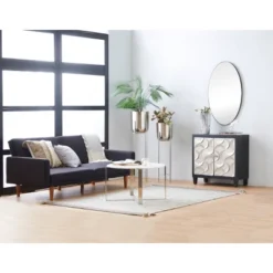 Modern Crescent Moon Pattern Wood Rectangle Cabinet Black - Olivia & May -Olivia & May GUEST 0c0043bb e03d 4e31 8457 d0f58bf3d395