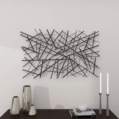 Metal Geometric Overlapping Lines Wall Decor Dark Gray - Olivia & May 7 Metal Geometric Overlapping Lines Wall Decor Dark Gray - Olivia & May - Image 5