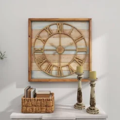 Contemporary Metal Vintage Wall Clock Brown - Olivia & May -Olivia & May GUEST 0c3645eb 3959 450a 9873 33b5f2069f81