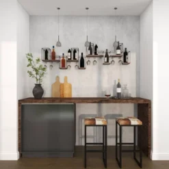 Metal Geometric 7 Bottle Wall Wine Rack With 5 Glass Holder Slots Black - Olivia & May -Olivia & May GUEST 0c6662aa cae2 450a 9fbc 226b6e733d0f