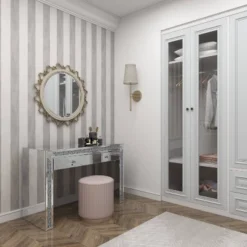 Glam Mirror And Glass Console Table Desk Silver - Olivia & May -Olivia & May GUEST 0c9e66f8 8aa2 4f10 8dba 3014f6fb148d