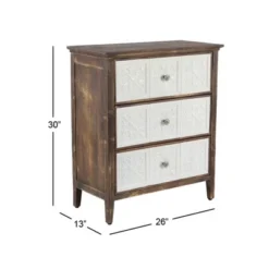 Farmhouse Wood And Enamel Cabinet With Drawers Brown - Olivia & May -Olivia & May GUEST 0cc630b6 af52 487d adc2 cfa2f8abfeea