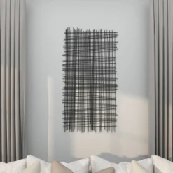 Metal Geometric Overlapping Lines Cross Hatch Wall Decor Black - Olivia & May -Olivia & May GUEST 0cfd3009 b5d1 43f2 962c 551d4ae95062