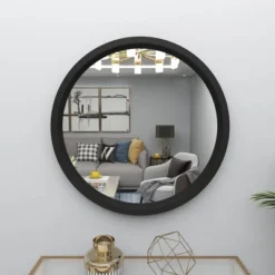 32" Contemporary Wood Wall Mirror Black - Olivia & May -Olivia & May GUEST 0d25b207 3291 4369 b255 12c2b833f5a7