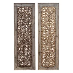 Wood Abstract Woven Seagrass Wall Decor Set Of 2 Brown - Olivia & May -Olivia & May GUEST 0d373f8c 2a98 4652 9b1d 0412de258dd8