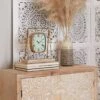 11"x10" Wood Pendulum Clock With Wood Base Gold - Olivia & May: Silent, Farmhouse Style Mantel Timepiece