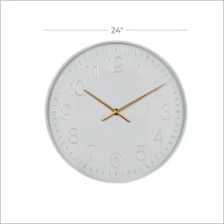 24"x24" Metal Round Wall Clock White - Olivia & May: Contemporary Indoor Decorative Analog Display 15 24"x24" Metal Round Wall Clock White - Olivia & May: Contemporary Indoor Decorative Analog Display -Olivia & May GUEST 0df8df1d ed30 4481 a9f6 c31f7eb162f3