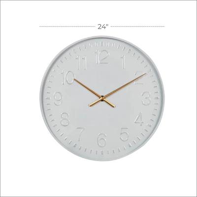 24"x24" Metal Round Wall Clock White - Olivia & May: Contemporary Indoor Decorative Analog Display 9 24"x24" Metal Round Wall Clock White - Olivia & May: Contemporary Indoor Decorative Analog Display - Image 7