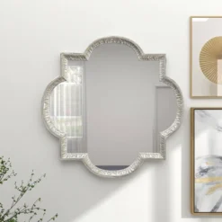 Aluminum Quatrefoil Wall Mirror Gray - Olivia & May -Olivia & May GUEST 0e9fdd15 0aab 41d9 8af7 99055ba3f32a