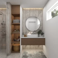 Contemporary Wood Round Wall Mirror - Olivia & May -Olivia & May GUEST 0f30df6c 7433 47cb 91f4 da928744f594