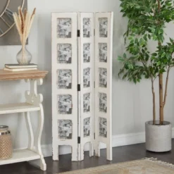 Farmhouse Chinquapin Wood Rectangle Room Divider Screen White - Olivia & May -Olivia & May GUEST 0f604eff a69c 461e 9191 7635833065e3