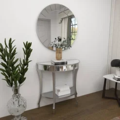 Set Of 2 Glam Fir Console Tables With Mirror White - Olivia & May 29 Set Of 2 Glam Fir Console Tables With Mirror White - Olivia & May -Olivia & May GUEST 0f66ab9e e4ae 43ff a877 c92e014cf7fa