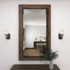 Rustic Wood Wall Mirror Dark Brown - Olivia & May -Olivia & May GUEST 0fa1405f 0b31 4483 8a11 7f5a35931699