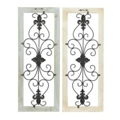 Set Of 2 Wood Scroll Arabesque Wall Decors Natural/Black - Olivia & May -Olivia & May GUEST 0fd65454 15f0 4d2a 928d a102560fb00a