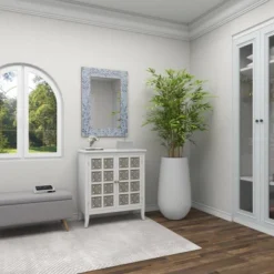 Wood Quatrefoil Wall Mirror Blue - Olivia & May -Olivia & May GUEST 1044da09 821a 41d7 bb56 843a8c571cea