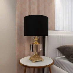 Crystal Table Lamp With Drum Shade Gold - Olivia & May -Olivia & May GUEST 105bd525 980e 4922 b511 b81ed9106e1f