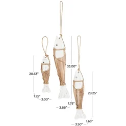 Olivia & May Set Of 3 Wood Fish Wall Decors: Coastal Style, Handcrafted, Vertical Display -Olivia & May GUEST 112fac5a 3fb7 4858 8237 b165ef04c790
